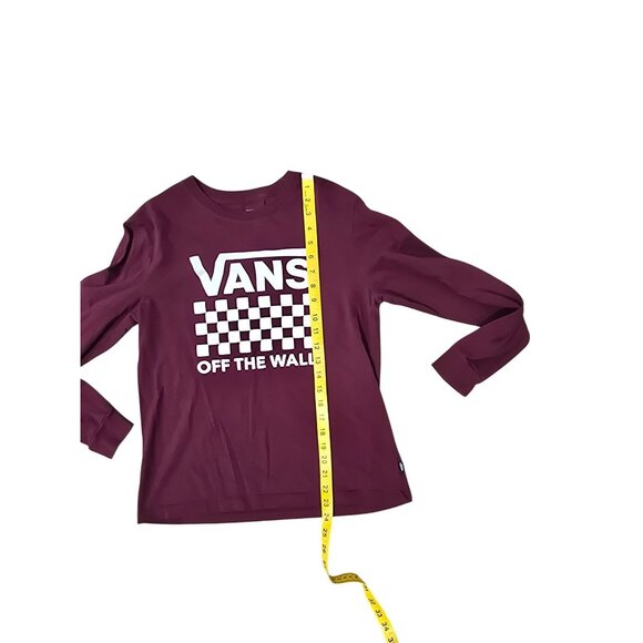 Vans Burgundy Long Sleeve "Off The Wall" Checkerboard Tee - Picture 5 of 6